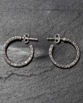 Pendiente aro de plata en color plata vieja