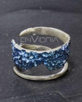 Anillo espiral ajustable de plata en tonos azules