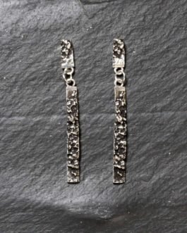 Pendiente rectangular de dos piezas de plata de color plata vieja