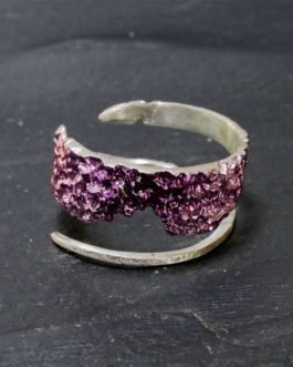Anillo forma espiral ajustable en plata de color lila