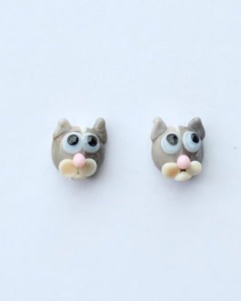 Pendientes gato gris en vidrio