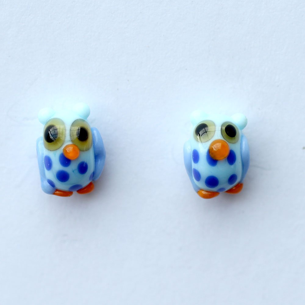 Pendientes búho en vidrio. Hechos artesanalmente
