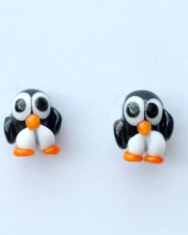 Pendientes pingüino hechos en vidrio