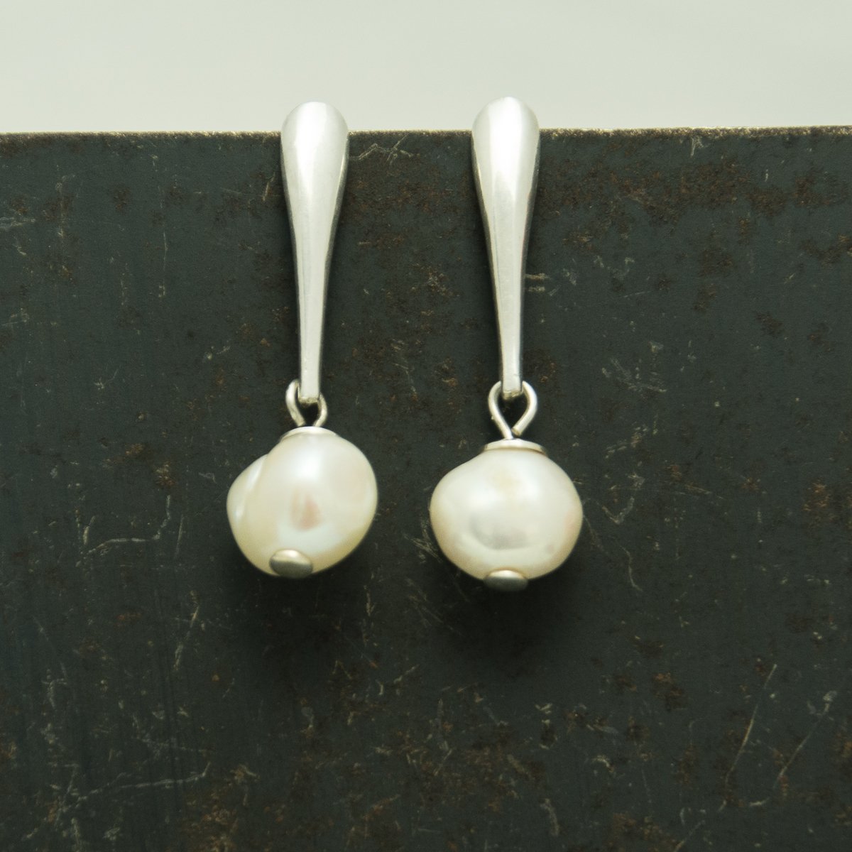 Pendiente plata con perla natural cultivada