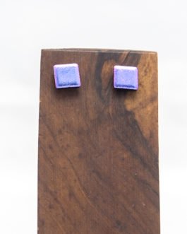 Pendientes cuadrados de vidrio dicroico en color azul