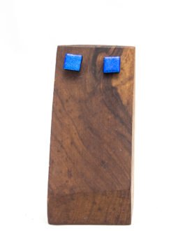 Pendientes cuadrados de vidrio dicroico azul