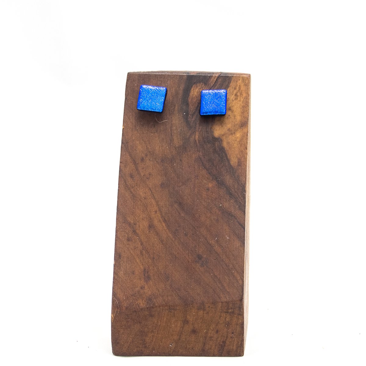 Pendientes de vidrio dicroico cuadrados en color azul oscuro