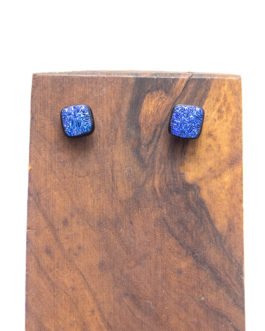 Pendientes de vidrio dicroico con relieves azul oscuro