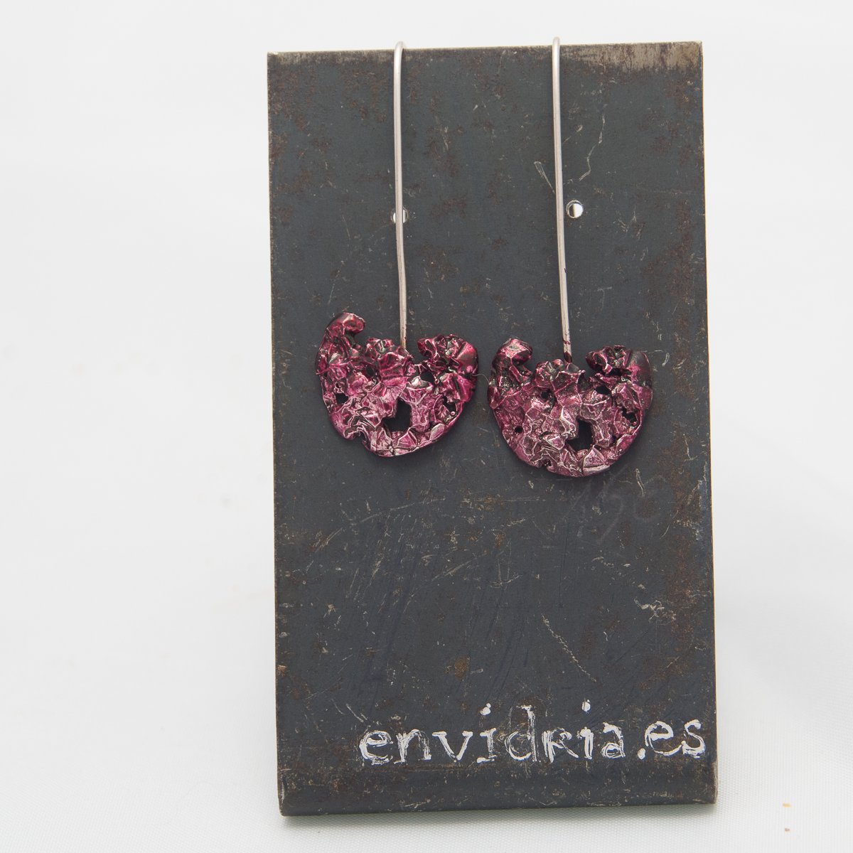 Pendientes de plata con esmalte en tonos burdeos - Imagen 2