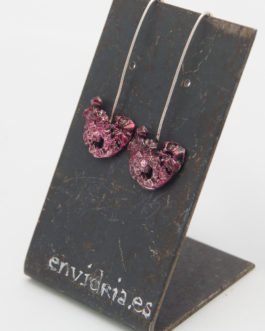 Pendientes de plata con esmalte en tonos burdeos