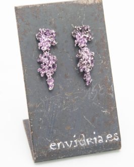 Pendientes de plata de ley esmaltados en tonos lila