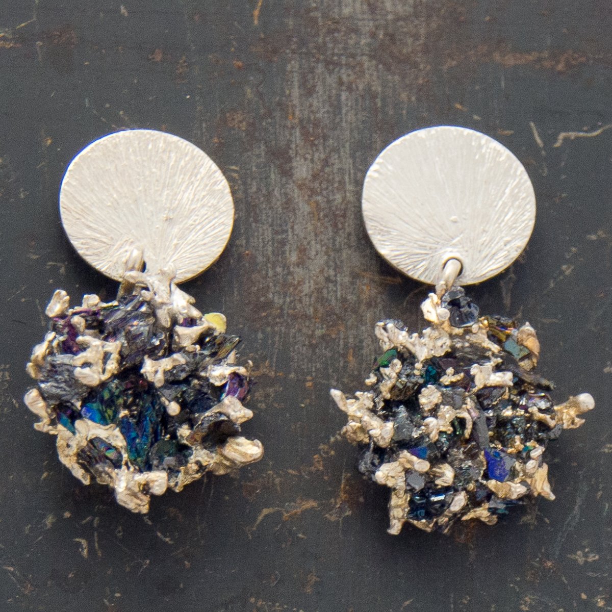 Pendientes plata y mineral