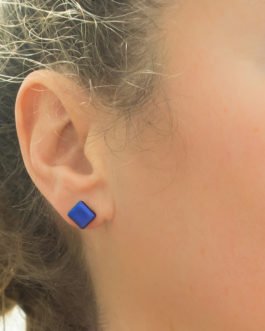 Pendientes en color azul cuadrados vidrio dicroico y plata